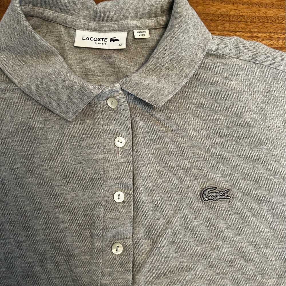 Lacoste Women’s Slim Fit Polo Size 42 Heathered Gray